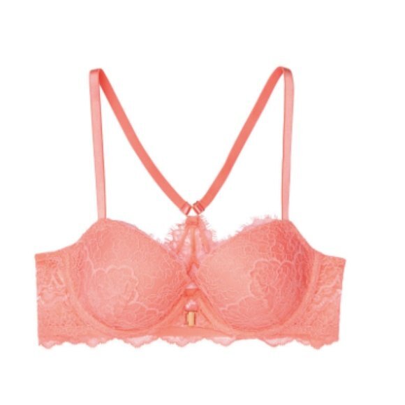 Victorias Secret DREAM ANGELS Lightly Lined Demi Bra 32C Underwired Cups Peach - Picture 3 of 9
